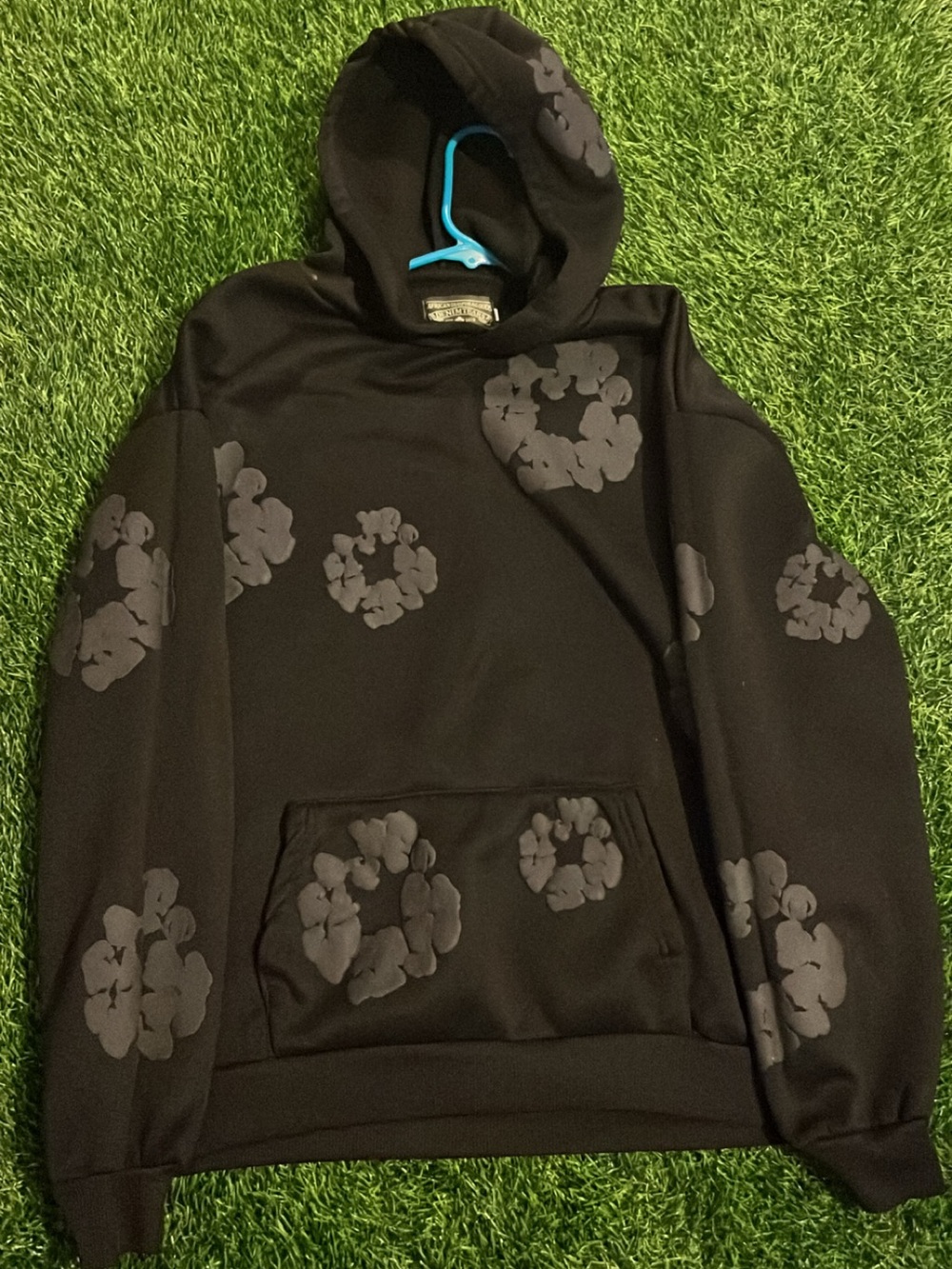 Black Denim tear Hoodie Sweatshirt - Men